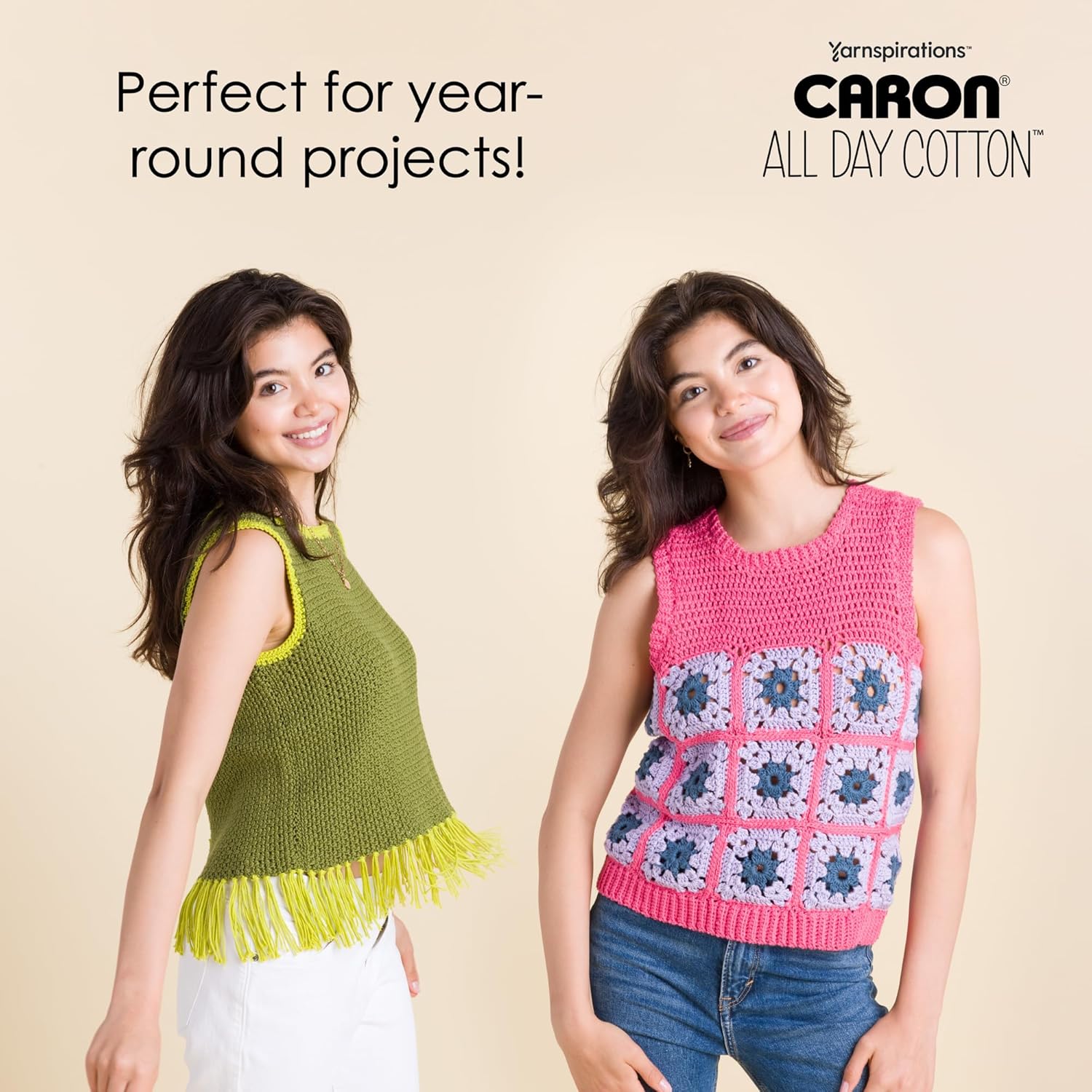 Caron All Day Cotton Yarn, 3 Pack, Cream - Close-up