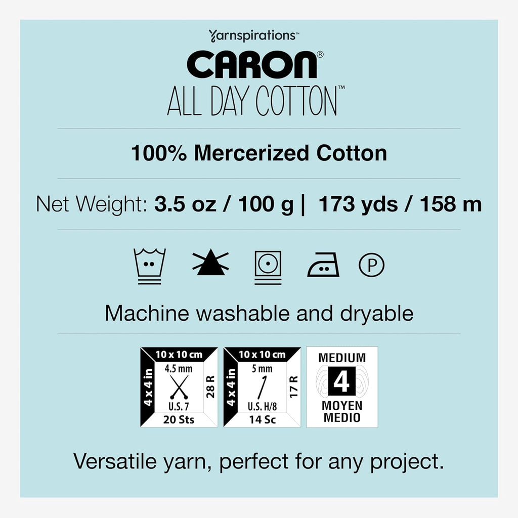 Caron All Day Cotton Yarn, 3 Pack, Cream - Packaging