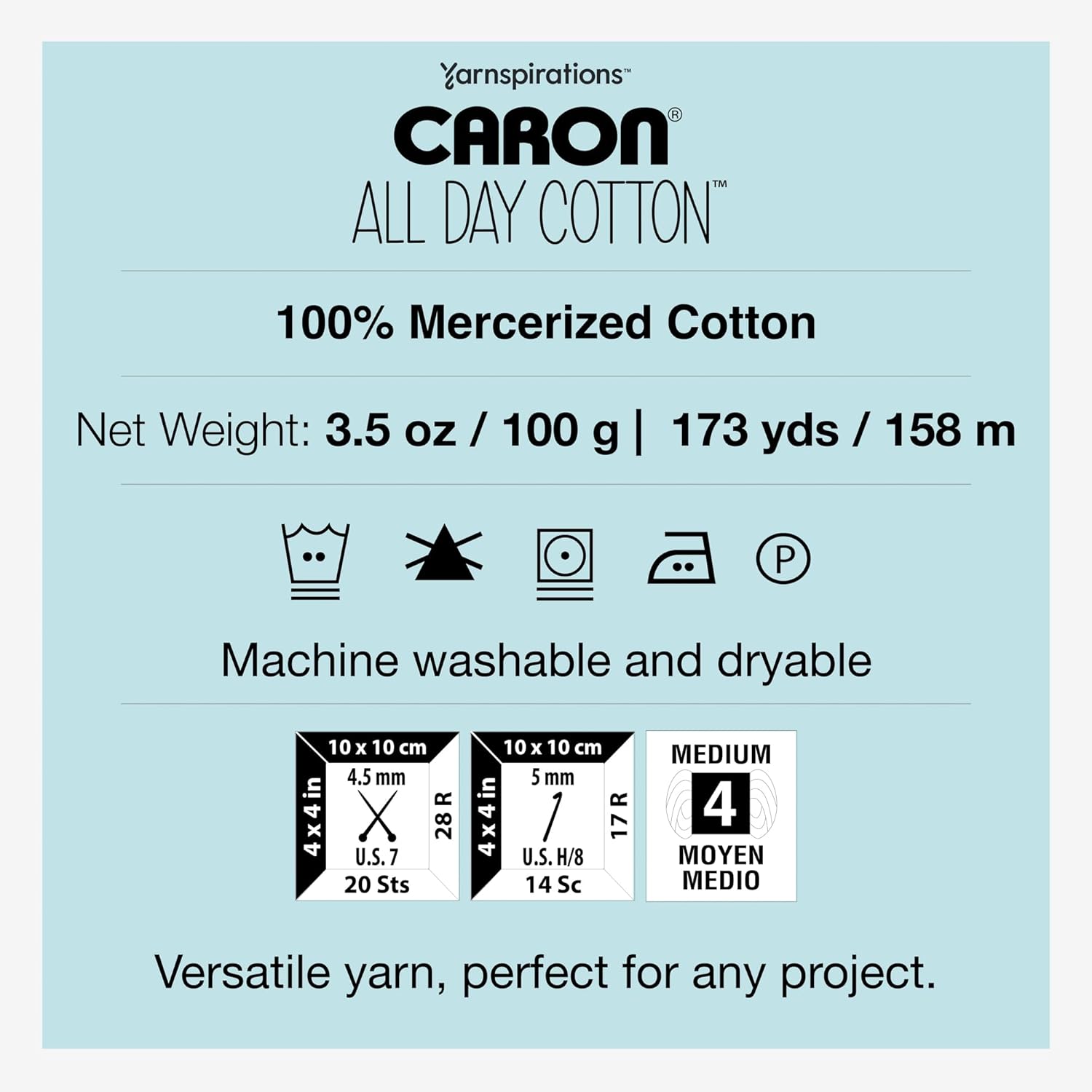 Caron All Day Cotton Yarn, 3 Pack, Cream - Packaging