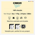 Caron Simply Soft Yarn 3 Pack, White - Alternate angle