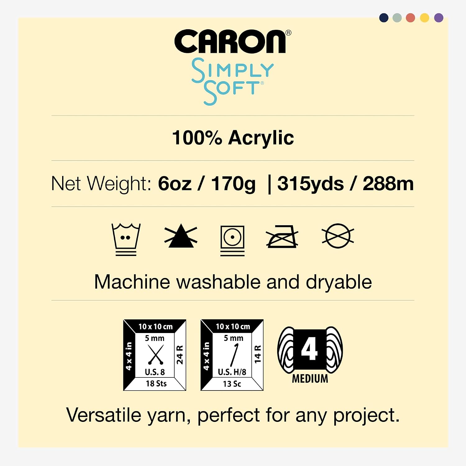 Caron Simply Soft Yarn 3 Pack, White - Alternate angle