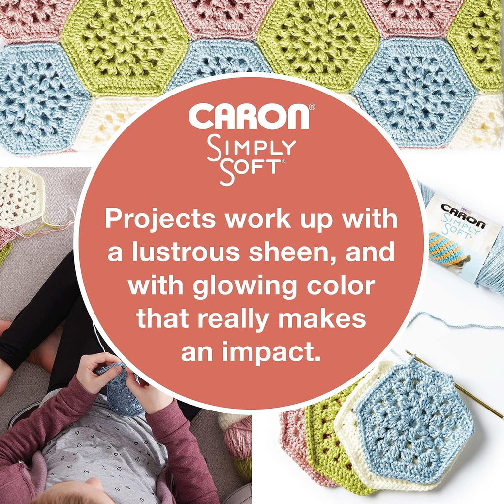 Caron Simply Soft Yarn 3 Pack, White - In use
