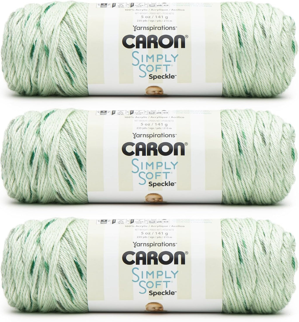Caron Simply Soft Speckle Yarn, White Sage