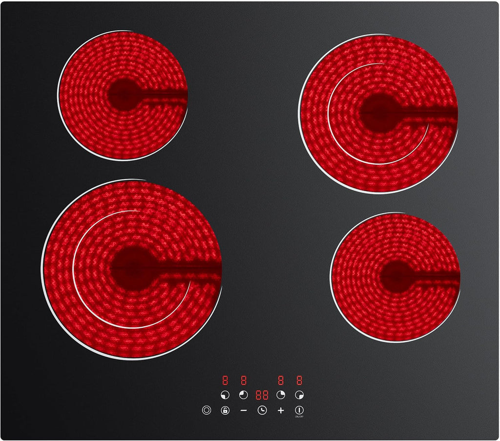 CDV 4 Burner Electric Ceramic Cooktop, 24 Inch