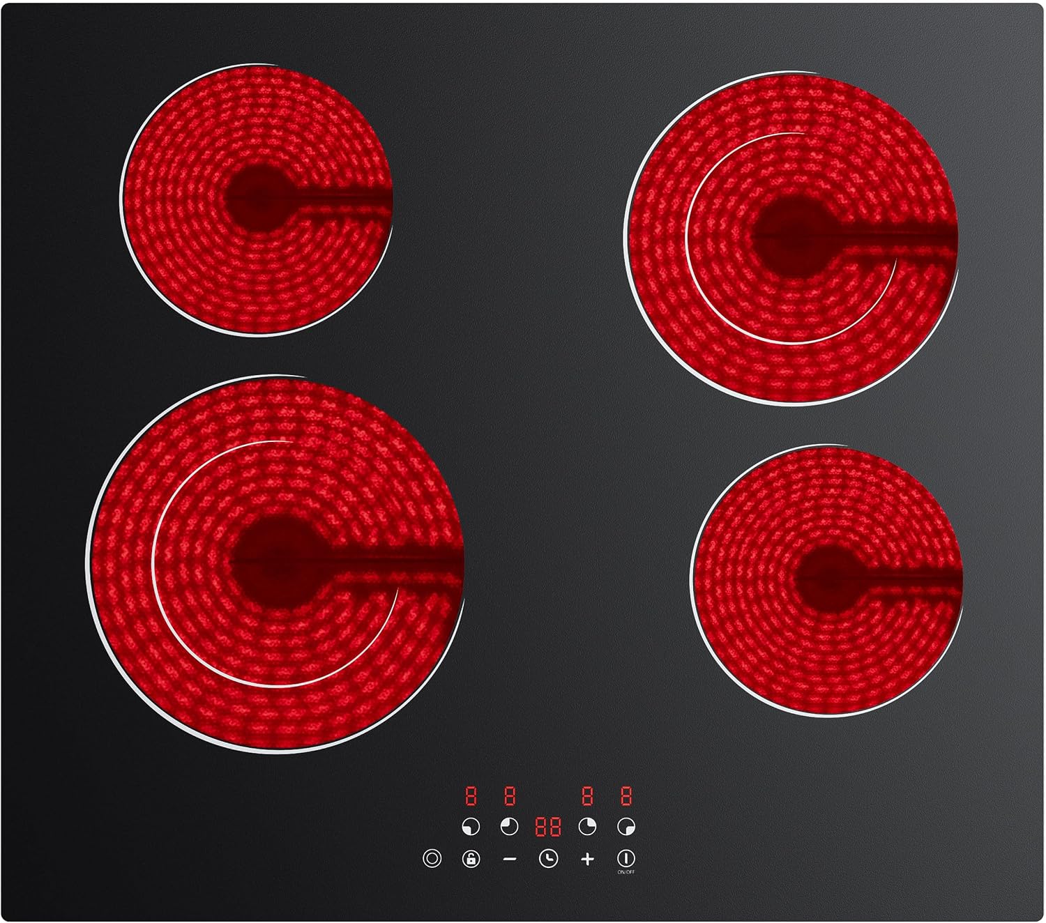 CDV 4 Burner Electric Ceramic Cooktop, 24 Inch