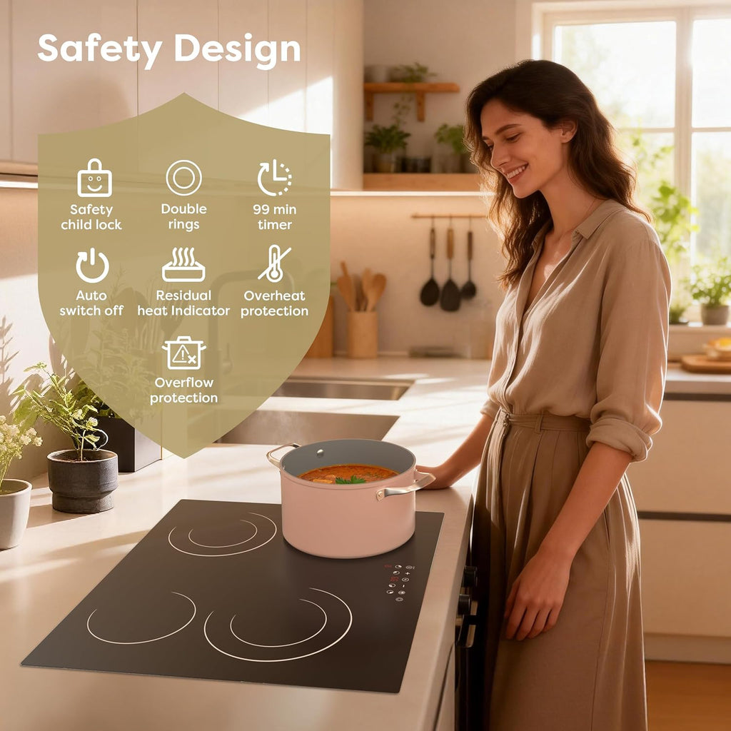 CDV 4 Burner Electric Ceramic Cooktop, 24 Inch - Detail view