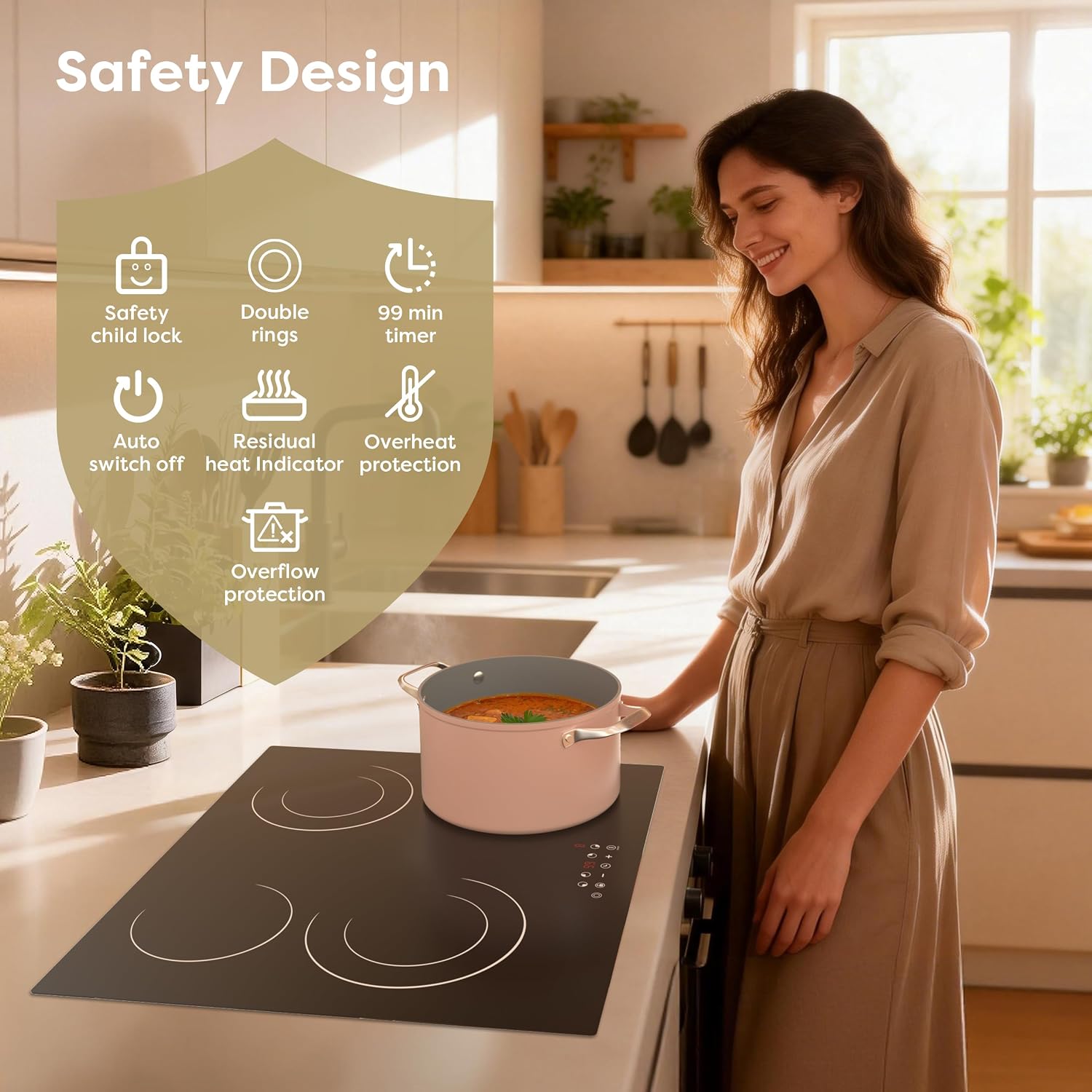 CDV 4 Burner Electric Ceramic Cooktop, 24 Inch - Detail view