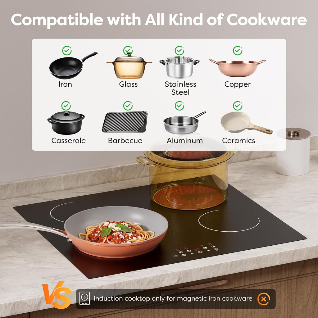 CDV 4 Burner Electric Ceramic Cooktop, 24 Inch - Alternate angle