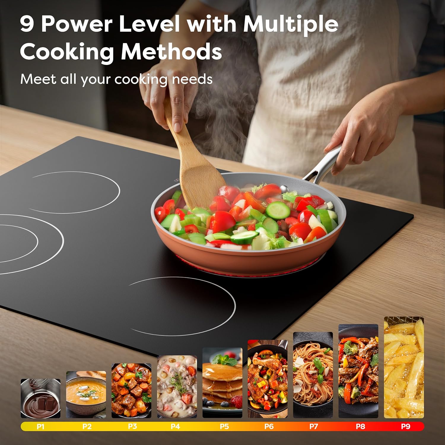 CDV 4 Burner Electric Ceramic Cooktop, 24 Inch - Close-up