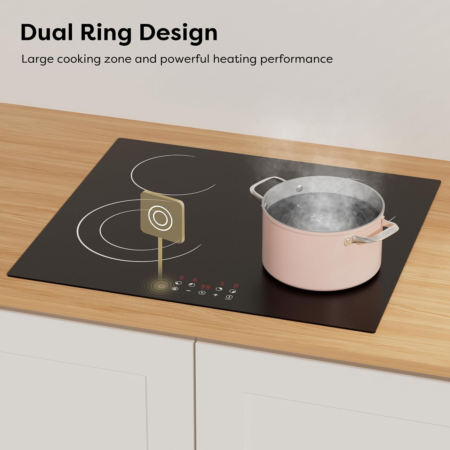 CDV 4 Burner Electric Ceramic Cooktop, 24 Inch - Size reference