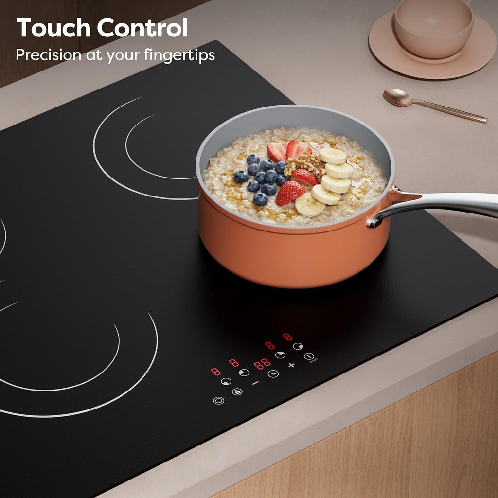 CDV 4 Burner Electric Ceramic Cooktop, 24 Inch - In use