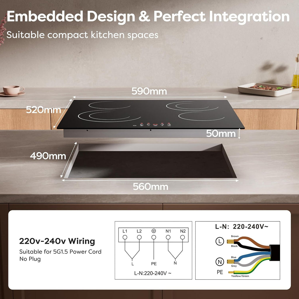 CDV 4 Burner Electric Ceramic Cooktop, 24 Inch - Packaging