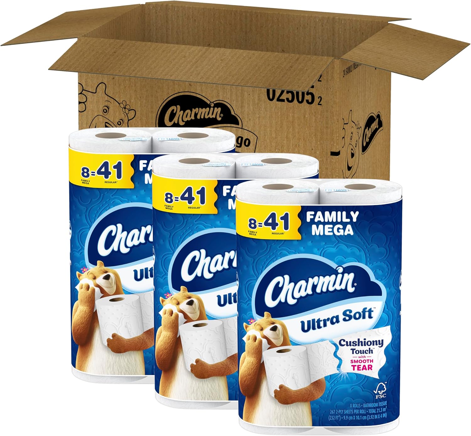 Charmin Ultra Soft Toilet Paper, 24 Mega Rolls - Alternate angle