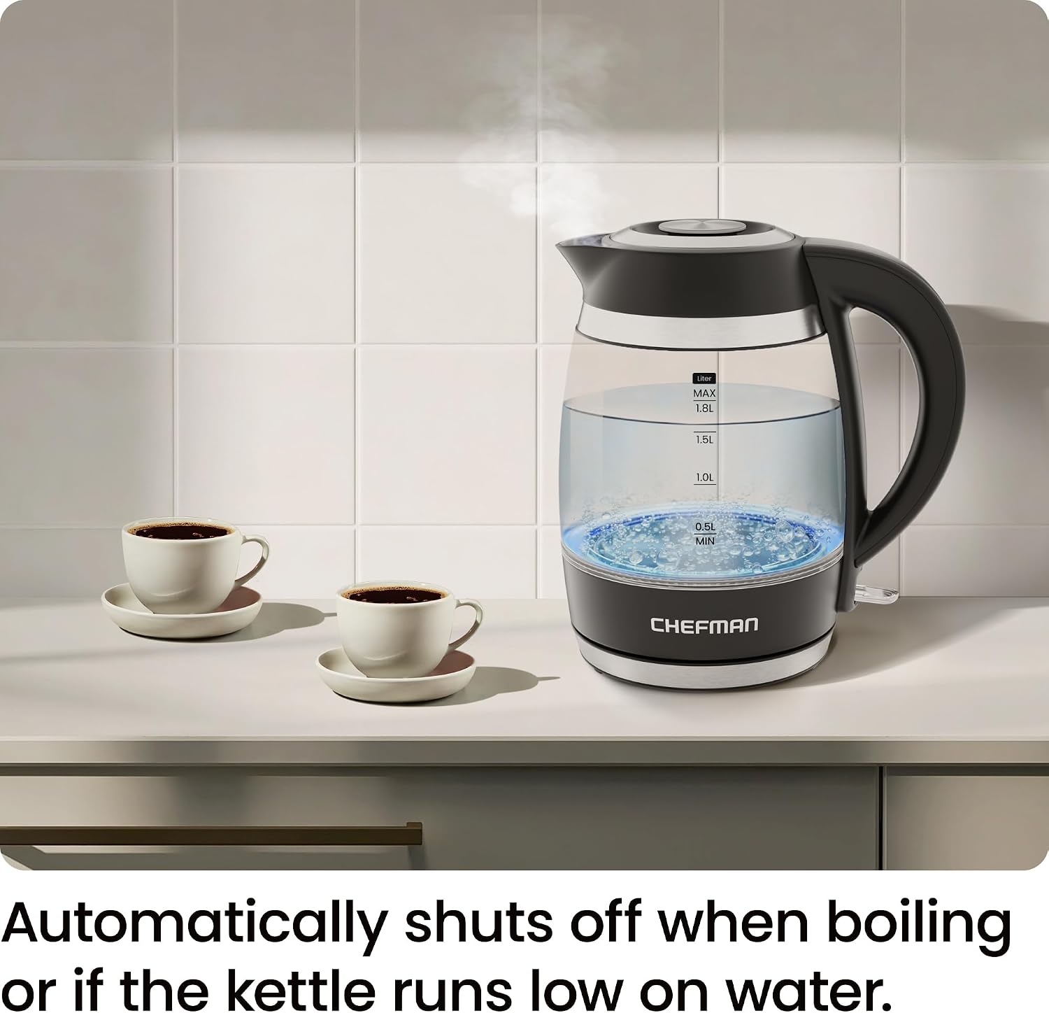 Chefman Electric Kettle, 1.8L 1500W - Feature highlight