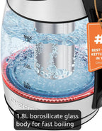 Chefman Electric Kettle, 5 Presets, Glass Tea Kettle - Detail view