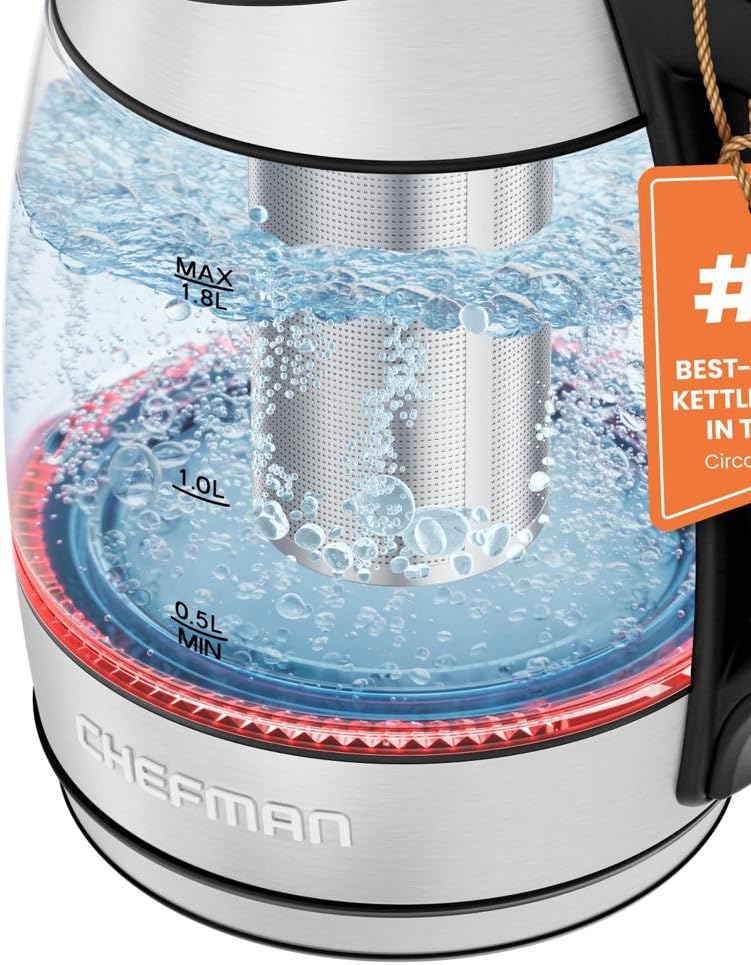 Chefman Electric Kettle, 5 Presets, Glass Tea Kettle - Detail view
