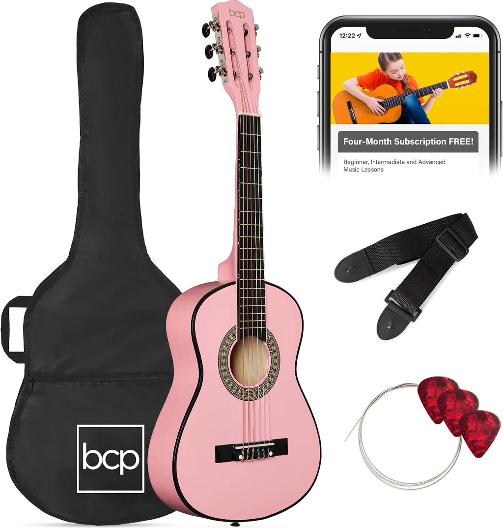 Best Choice 30in Kids Acoustic Guitar Kit, Pink