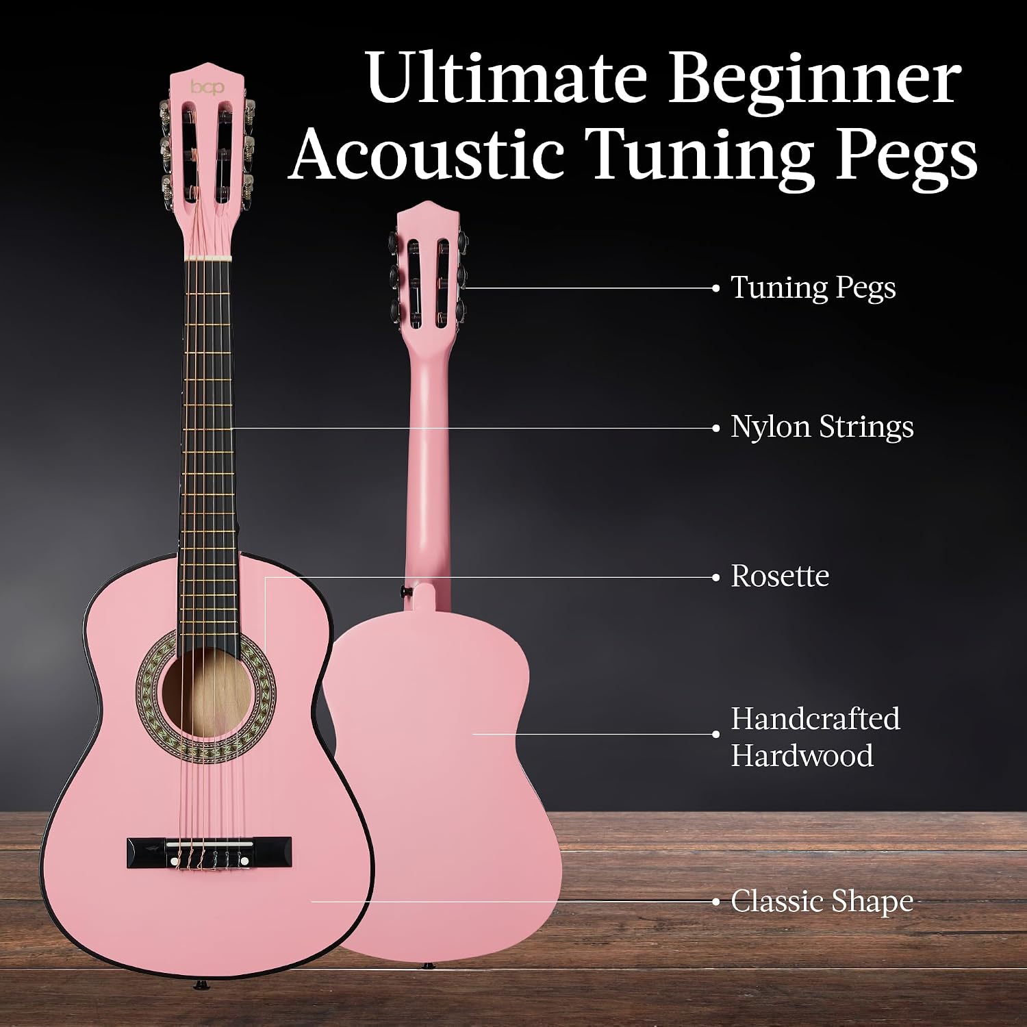 Best Choice 30in Kids Acoustic Guitar Kit, Pink - Close-up