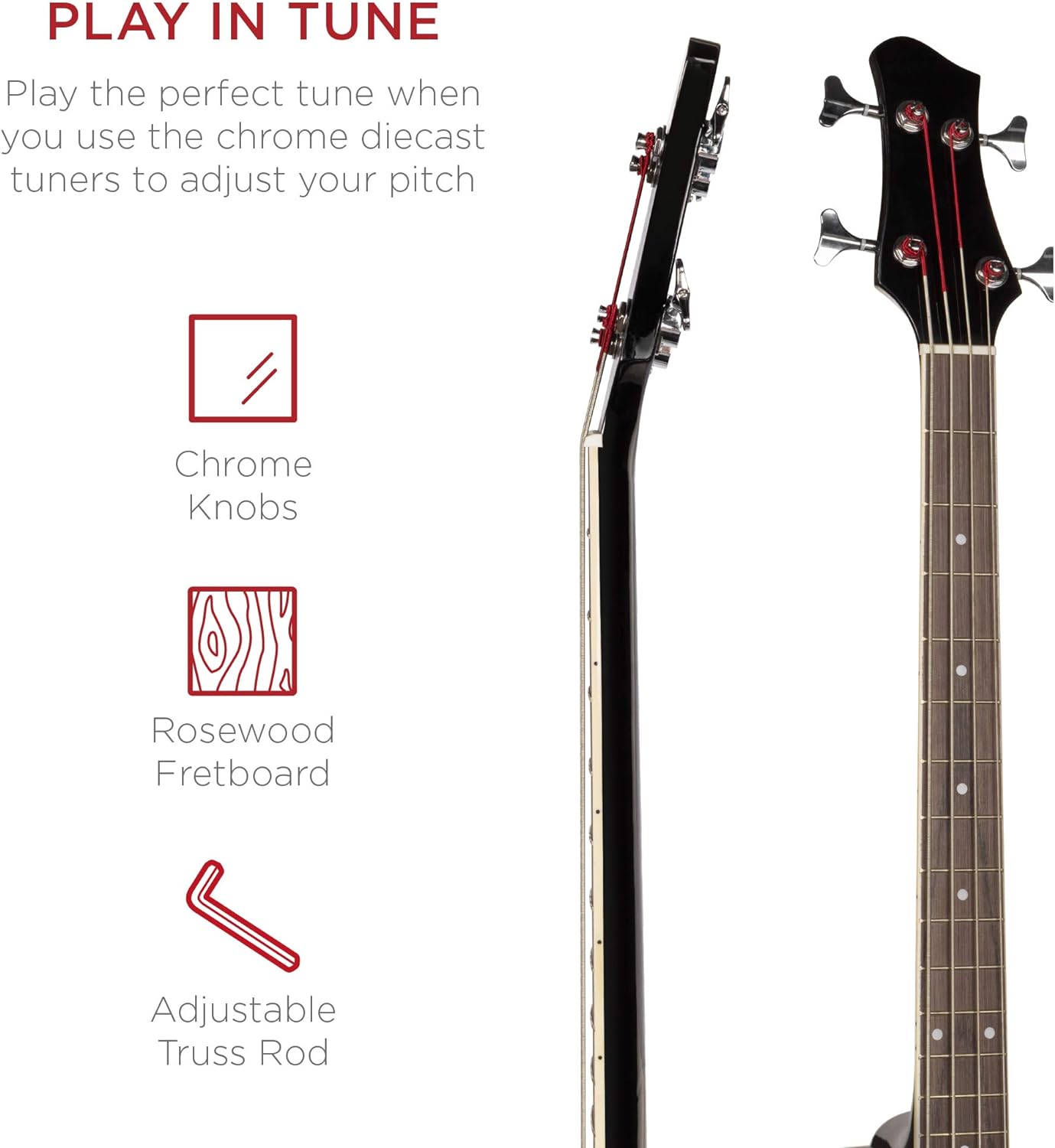 Best Choice Full Size Bass Guitar, 4-String - Size reference