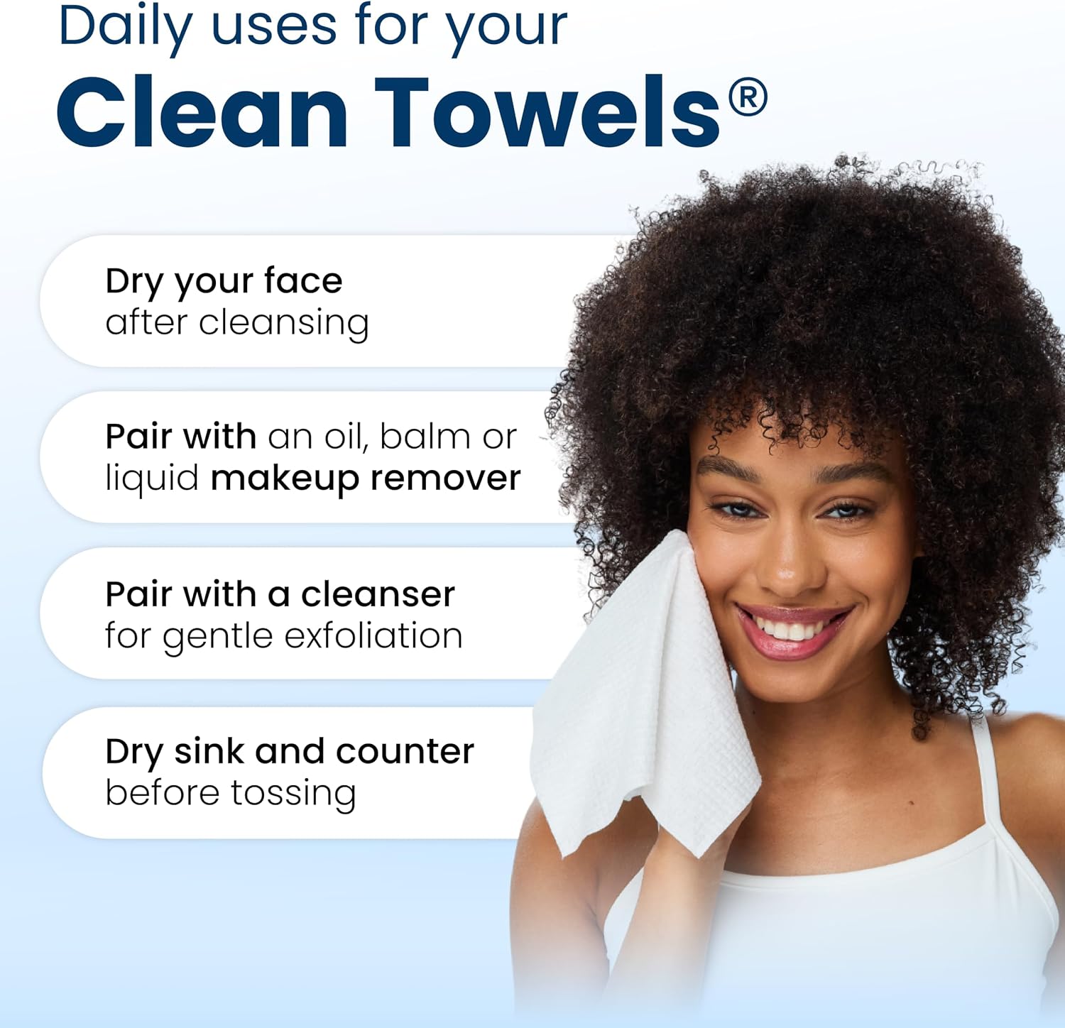 Clean Skin Club Clean Towels XL Face Towelettes - Feature highlight