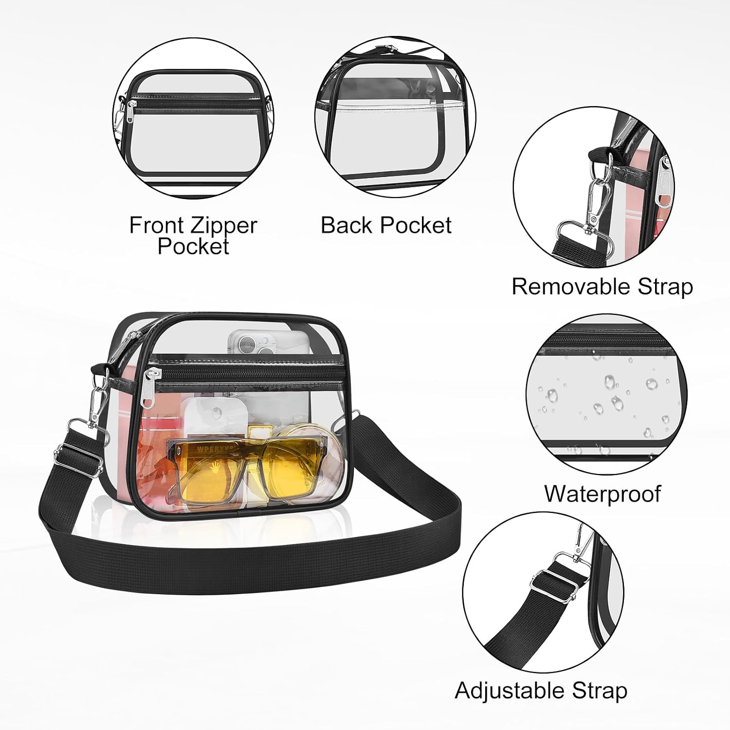 Clear Stadium Bag with Adjustable Strap - Alternate angle