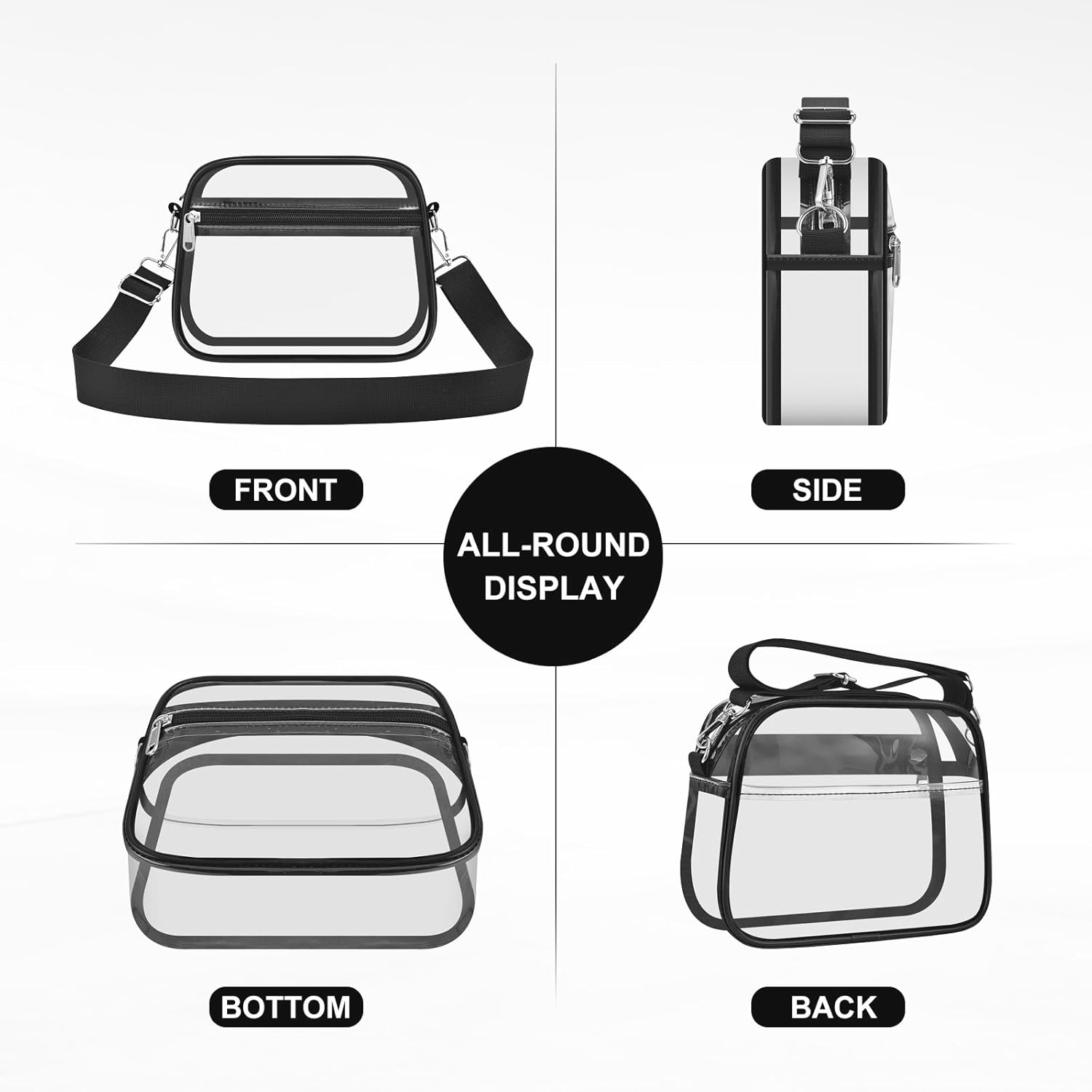 Clear Stadium Bag with Adjustable Strap - Size reference