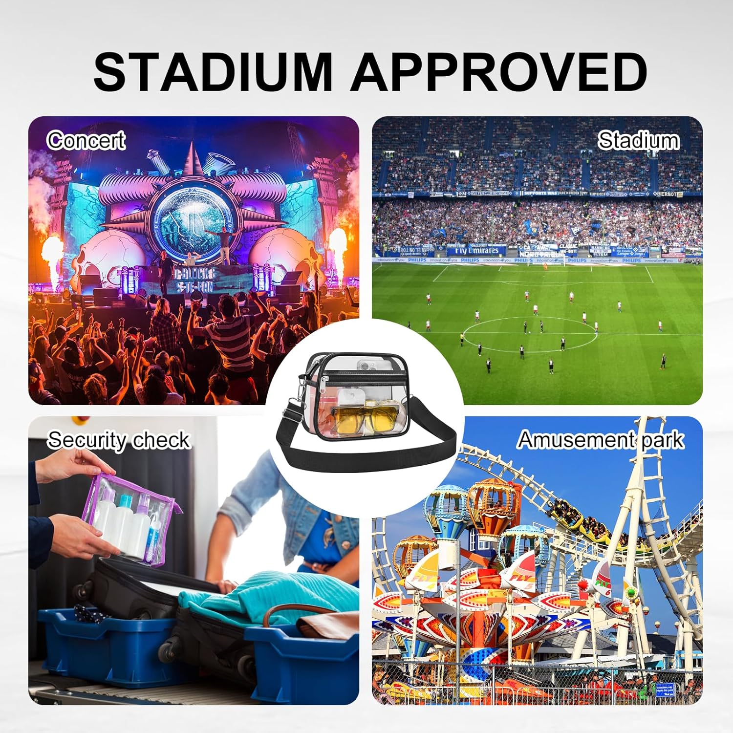 Clear Stadium Bag with Adjustable Strap - In use