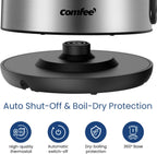 COMFEE Stainless Steel Electric Kettle, 1.7L, 1500W - Size reference