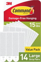 Command Large Picture Hanging Strips, 15 lb, 14 Pairs