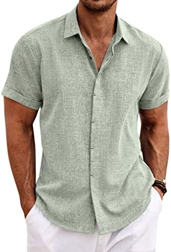 COOFANDY Men's Linen Short Sleeve Button-Down Shirt - Additional view