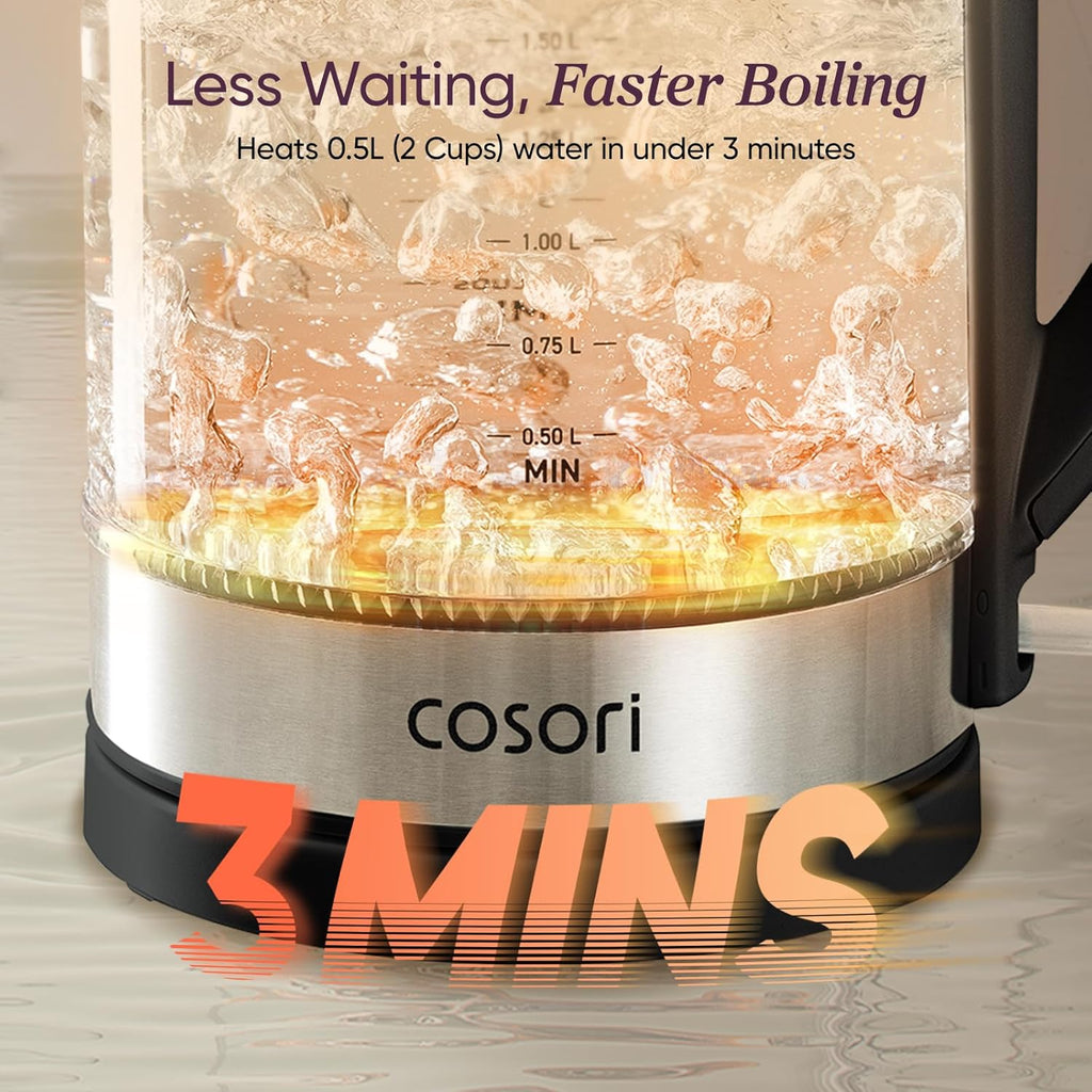 Cosori Electric Kettle, 1.7L, 1500W, Black - Size reference
