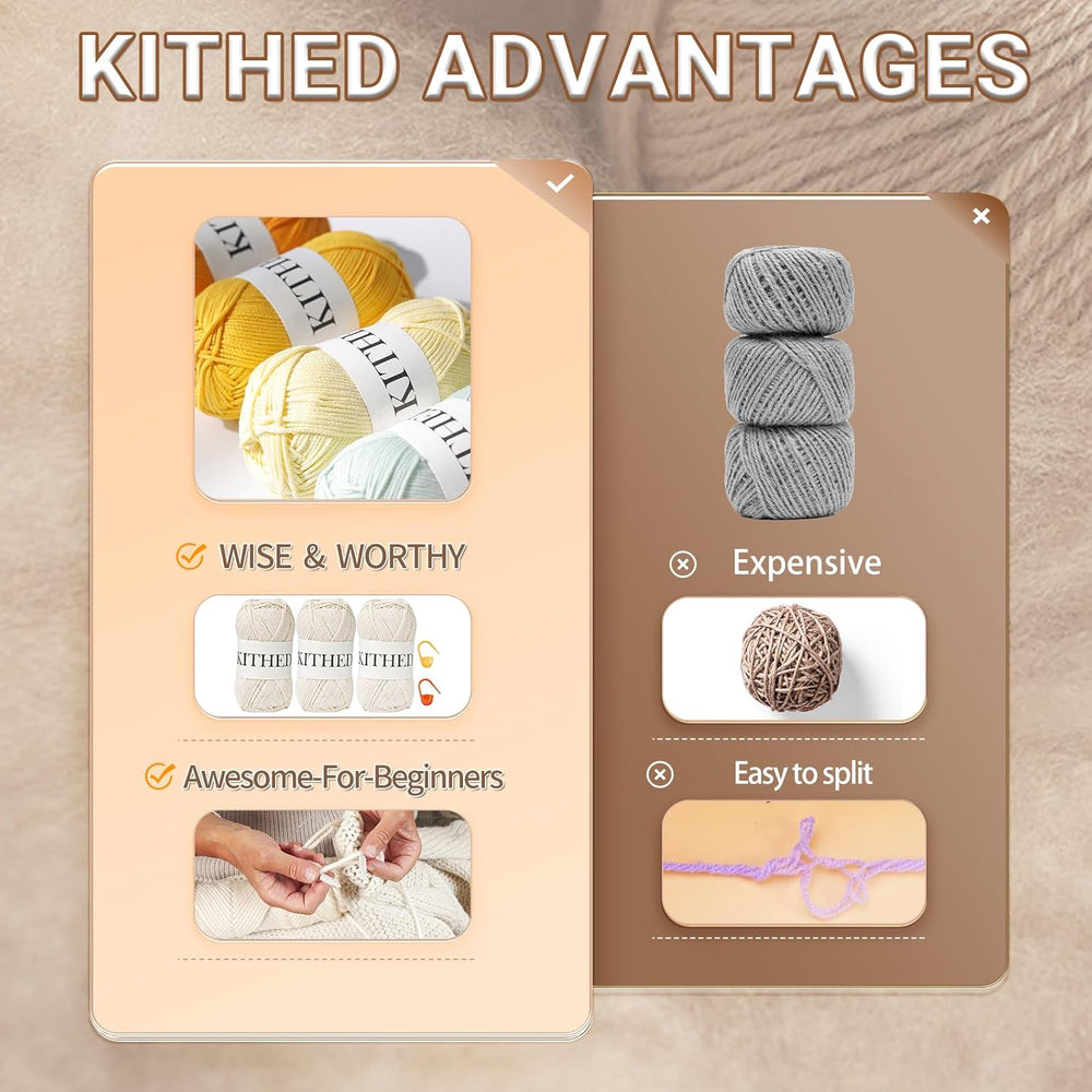 KITHED Cotton Yarn, 10.5oz, 3 Pack, Ecru - Alternate angle