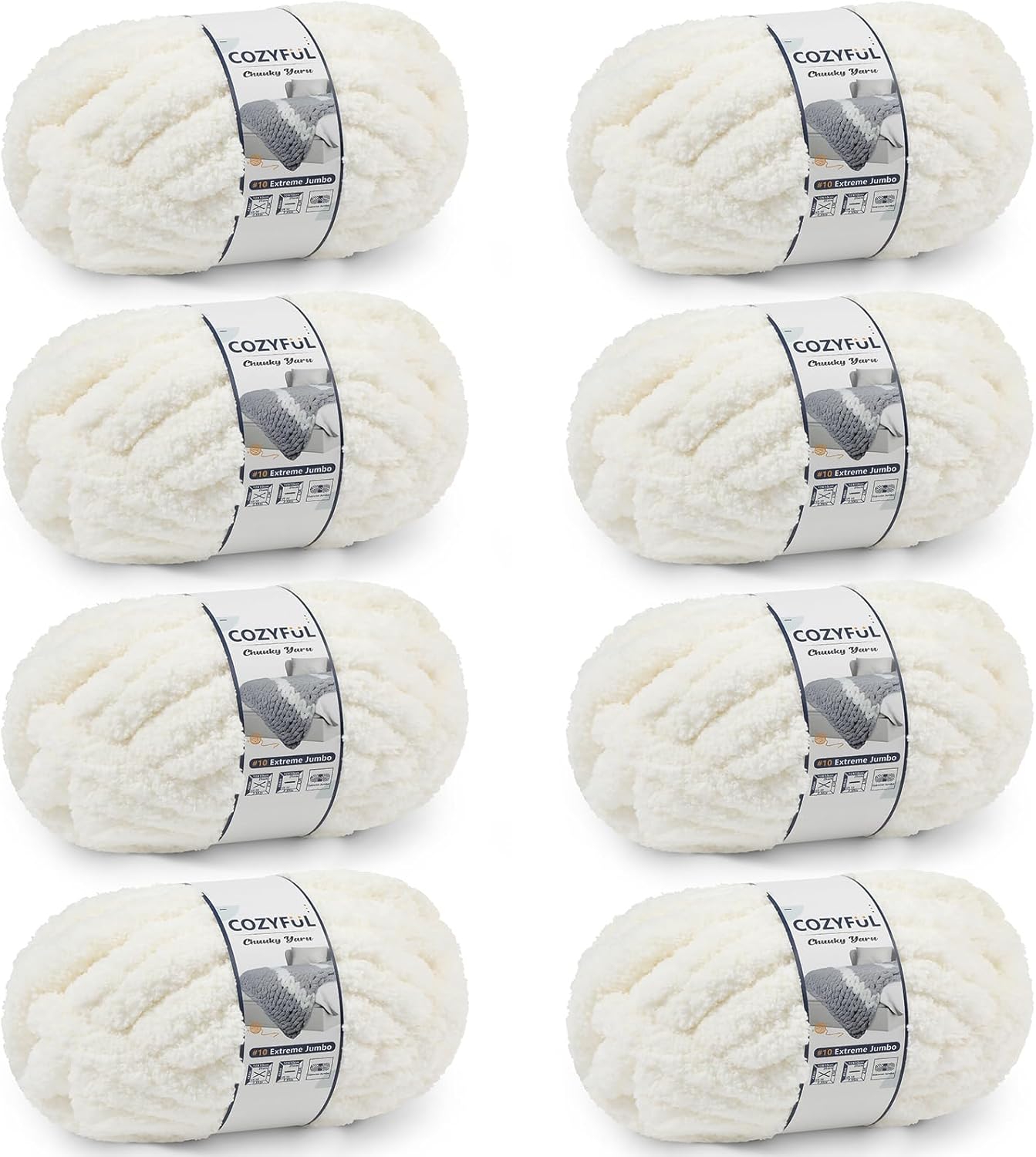 Cozyful Super Bulky Chenille Blanket Yarn, 8 Skeins