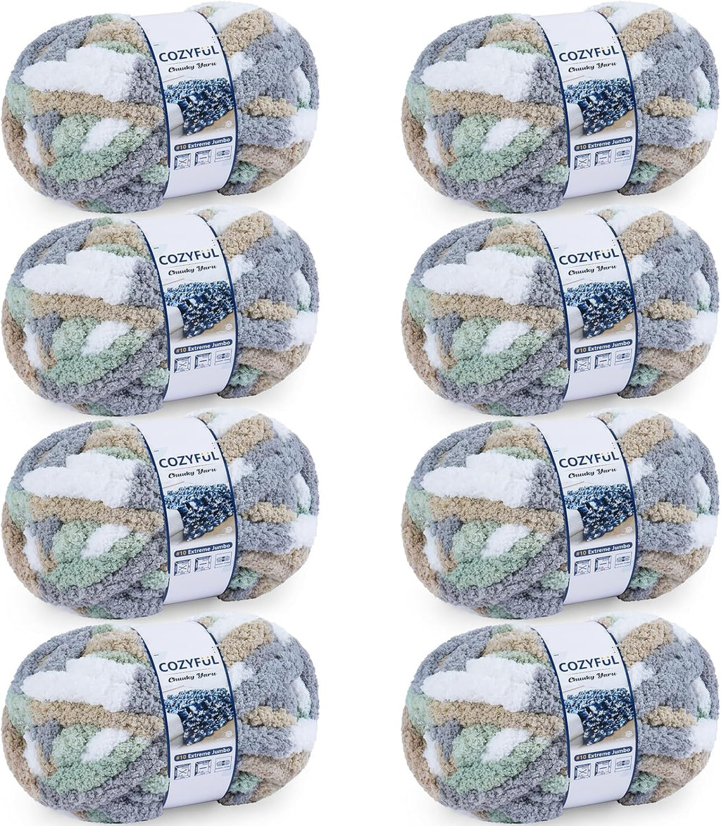 Cozyful Chunky Chenille Blanket Yarn, 8 Skeins