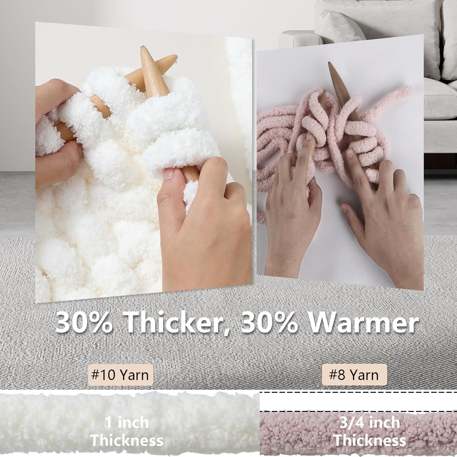 Cozyful Super Bulky Chenille Blanket Yarn, 8 Skeins - Alternate angle