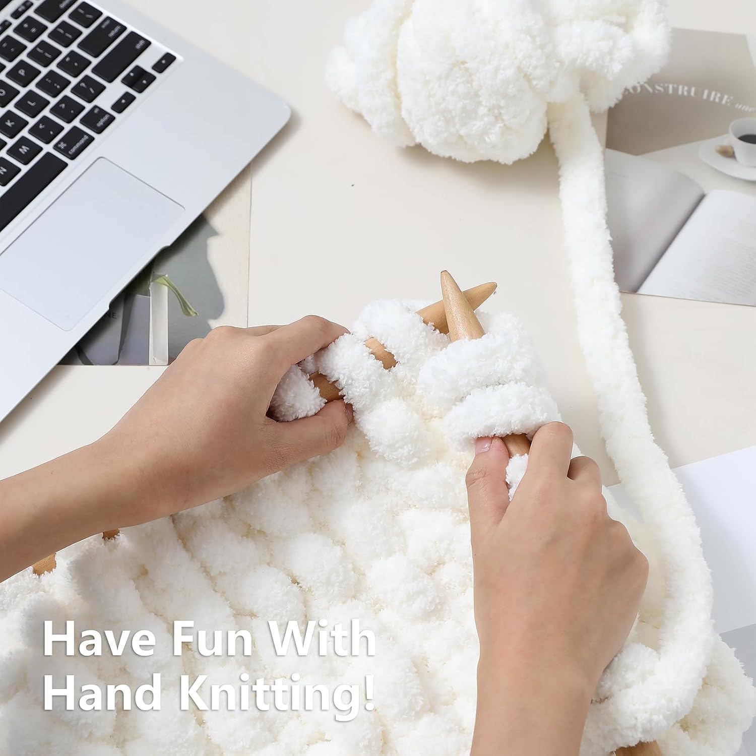 Cozyful Super Bulky Chenille Blanket Yarn, 8 Skeins - Size reference