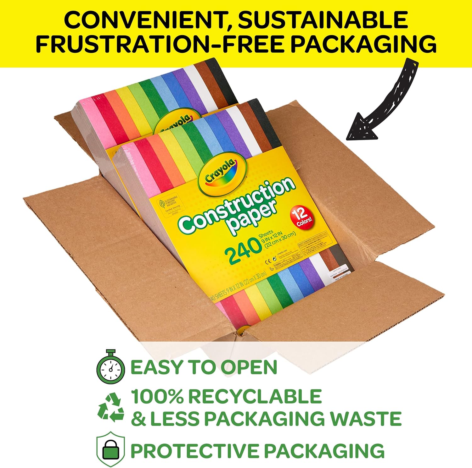 Crayola Construction Paper Bulk Pack, 480 Sheets - Size reference