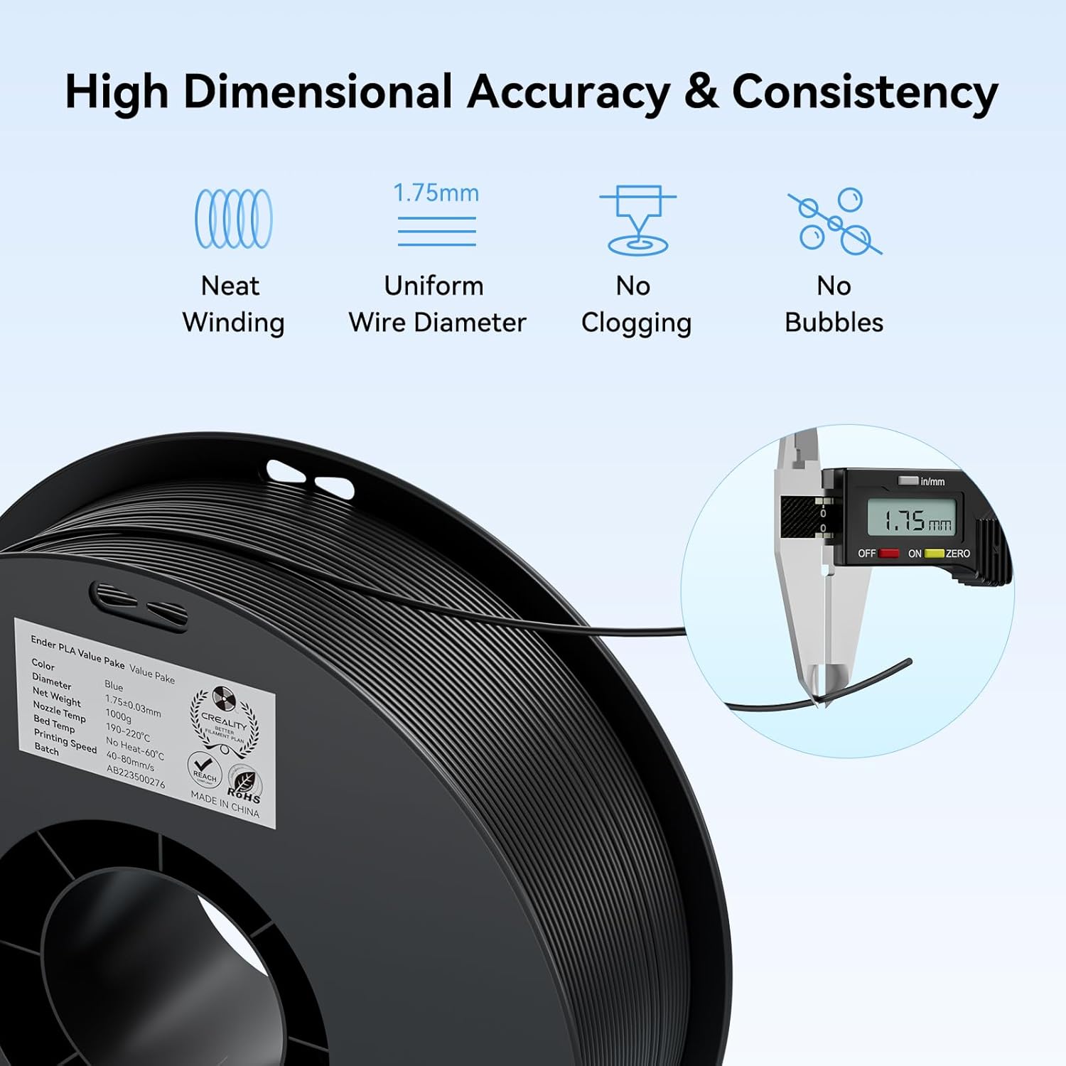 Creality 2kg PLA 1.75mm Filament Bundle - Detail view