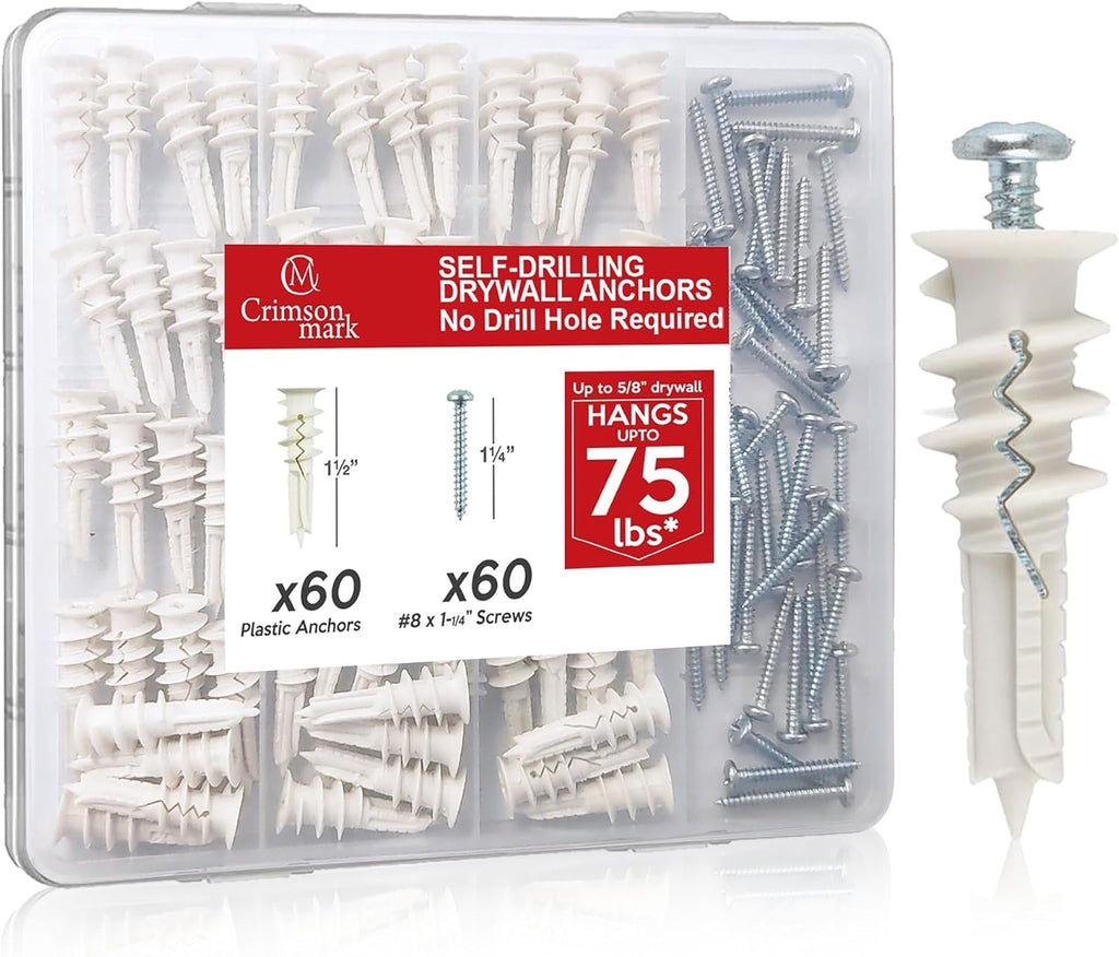 CrimsonMark 120pc Drywall Anchor Kit