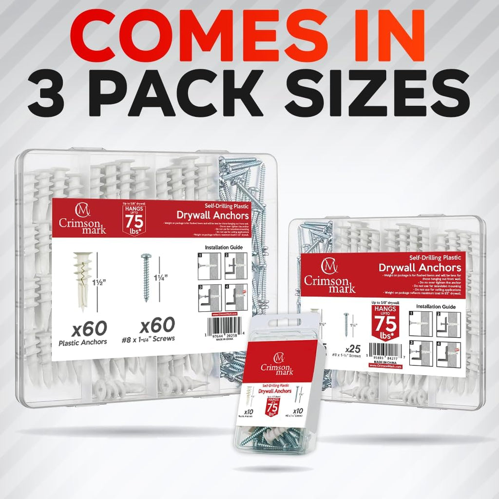 CrimsonMark 120pc Drywall Anchor Kit - Packaging