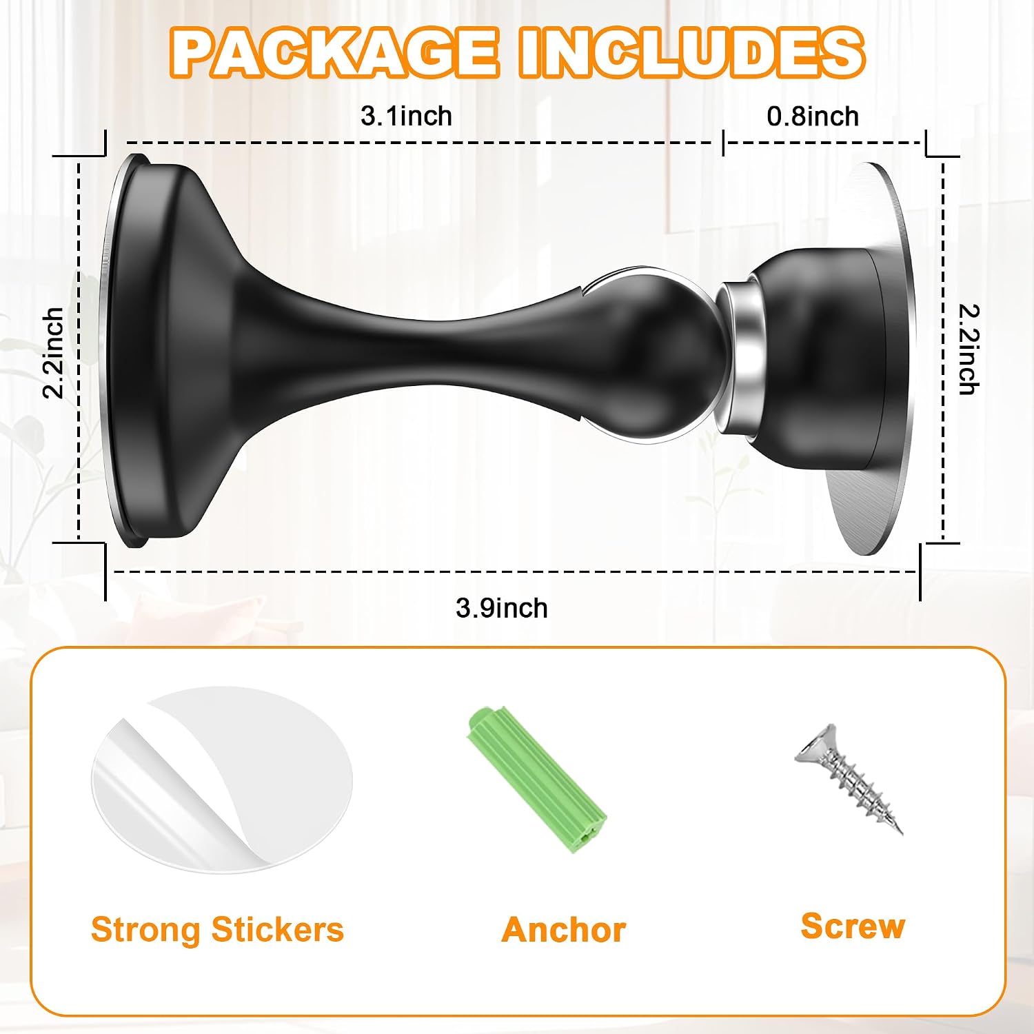Crosize Magnetic Door Stoppers 2-Pack - Size reference