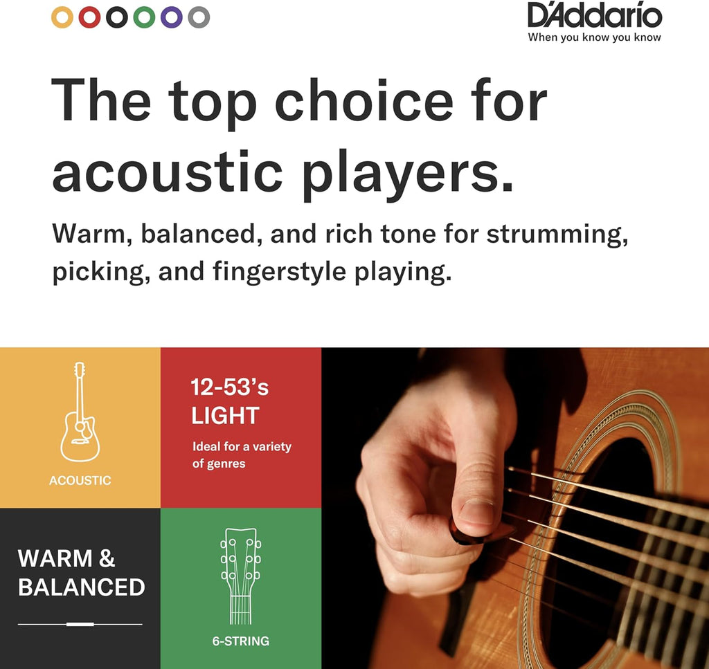 D'Addario EJ16 Acoustic Guitar Strings, Light 12-53 - Alternate angle