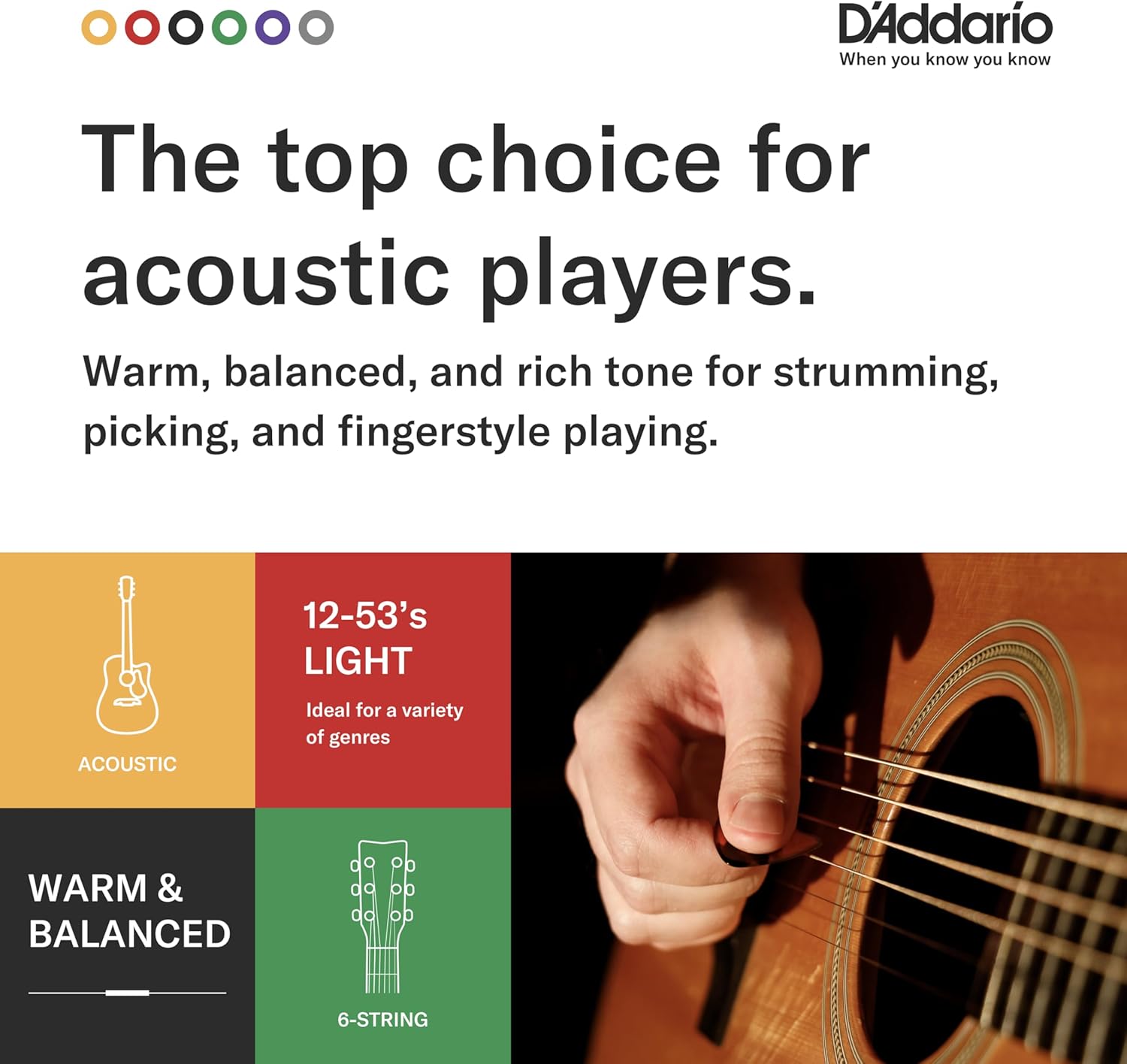 D'Addario EJ16 Acoustic Guitar Strings, Light 12-53 - Alternate angle