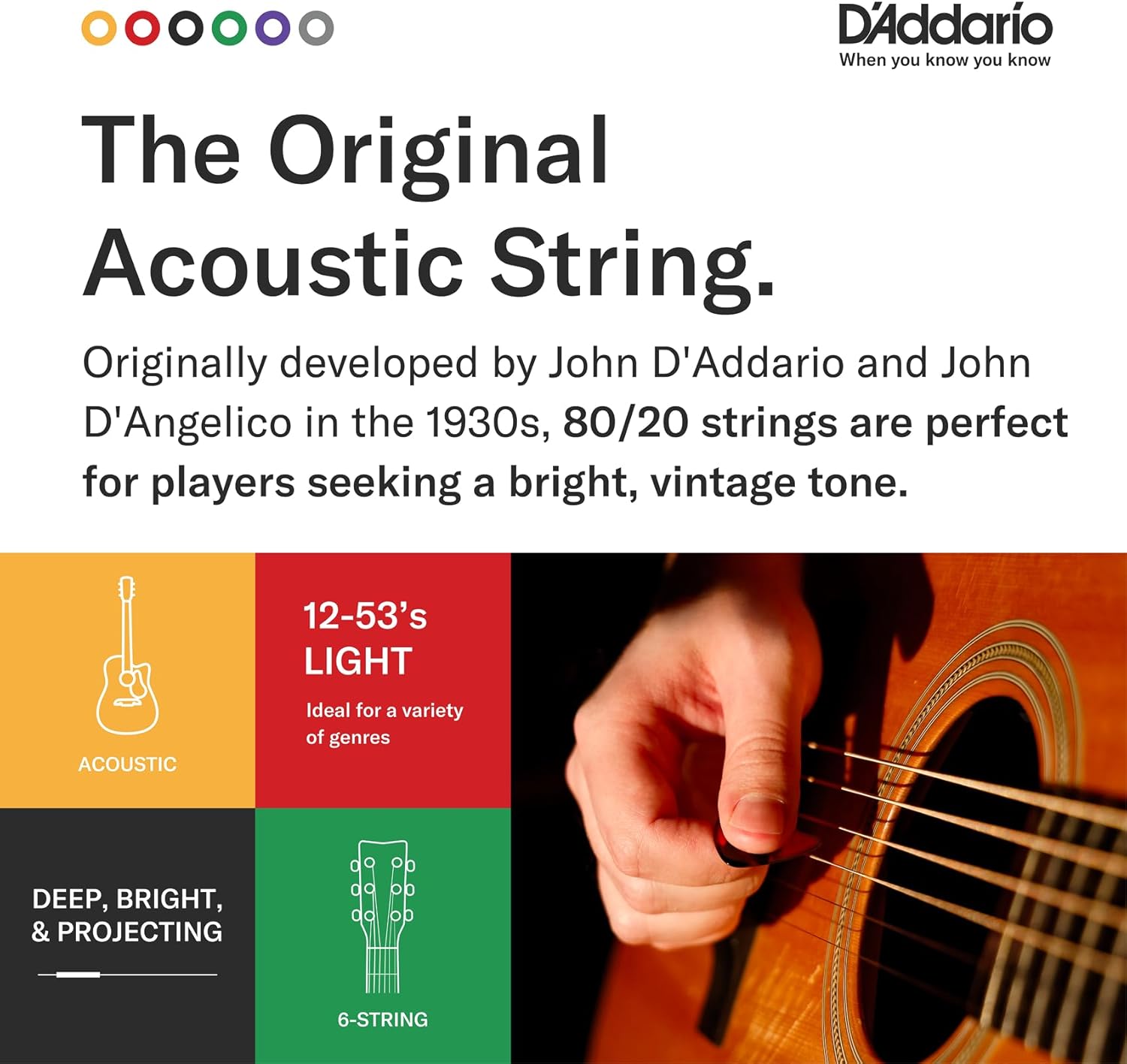 D'Addario EJ11 80/20 Bronze Guitar Strings 12-53 - Close-up