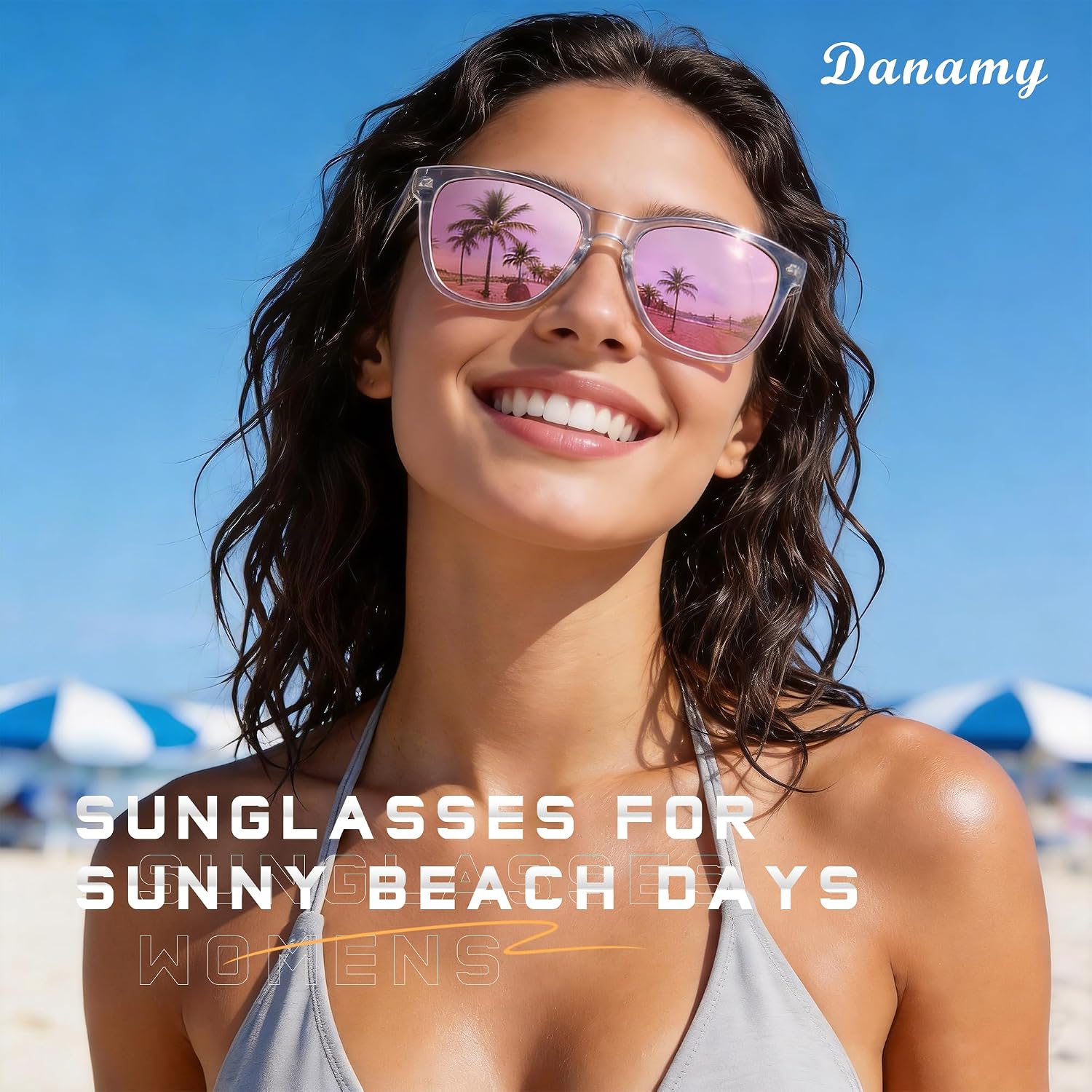 DANAMY Women's Polarized Mirrored Sunglasses - Detail view