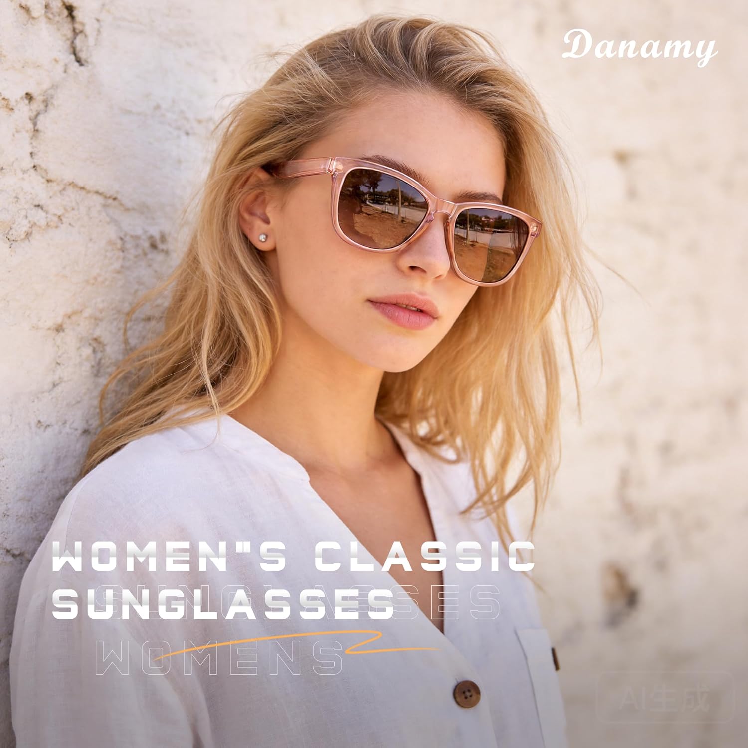 DANAMY Women's Polarized Mirrored Sunglasses - Size reference