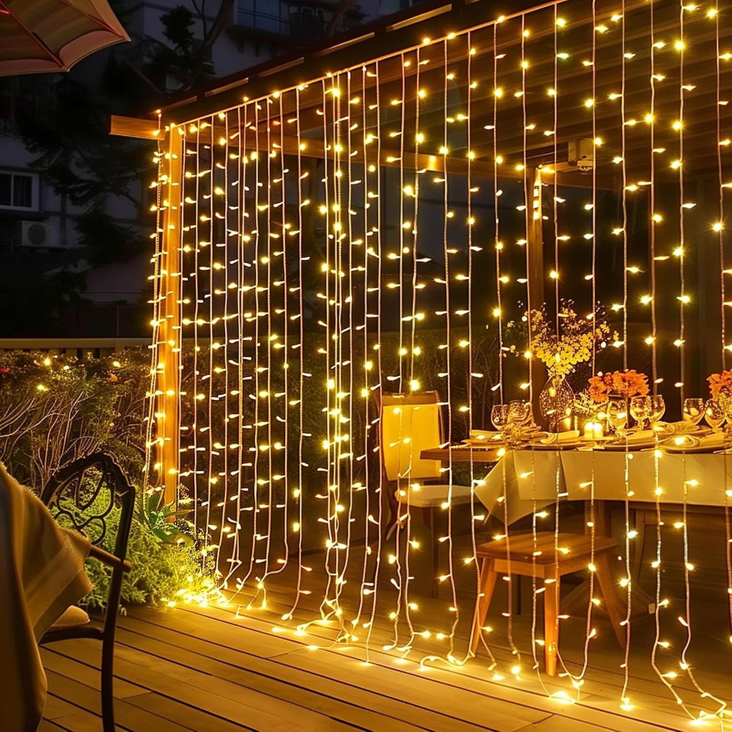 Dazzle Bright 300 LED Curtain Lights, Warm White