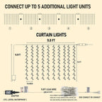 Dazzle Bright 300 LED Curtain Lights, Warm White - Detail view