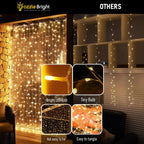 Dazzle Bright 300 LED Curtain Lights, Warm White - Alternate angle