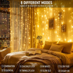 Dazzle Bright 300 LED Curtain Lights, Warm White - Close-up